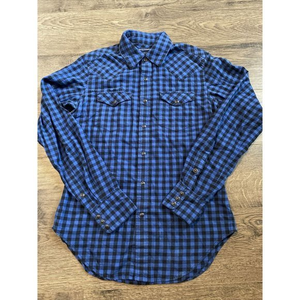 Ralph Lauren Sport western long sleeve pearl snap button up blue black size 2